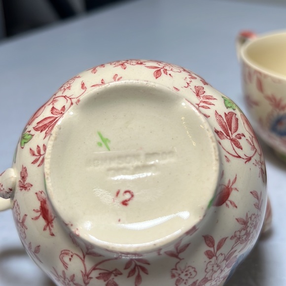 Vtg Flat Cup Set 4 of Old English Chintz Pink Multicolor by JOHNSON BROTHERS - Picture 8 of 8